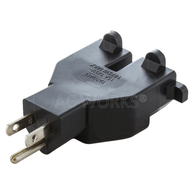 AC WORKS® [ADV104] 3-Prong Heavy-Duty V-DUO Household Outlet Adapter