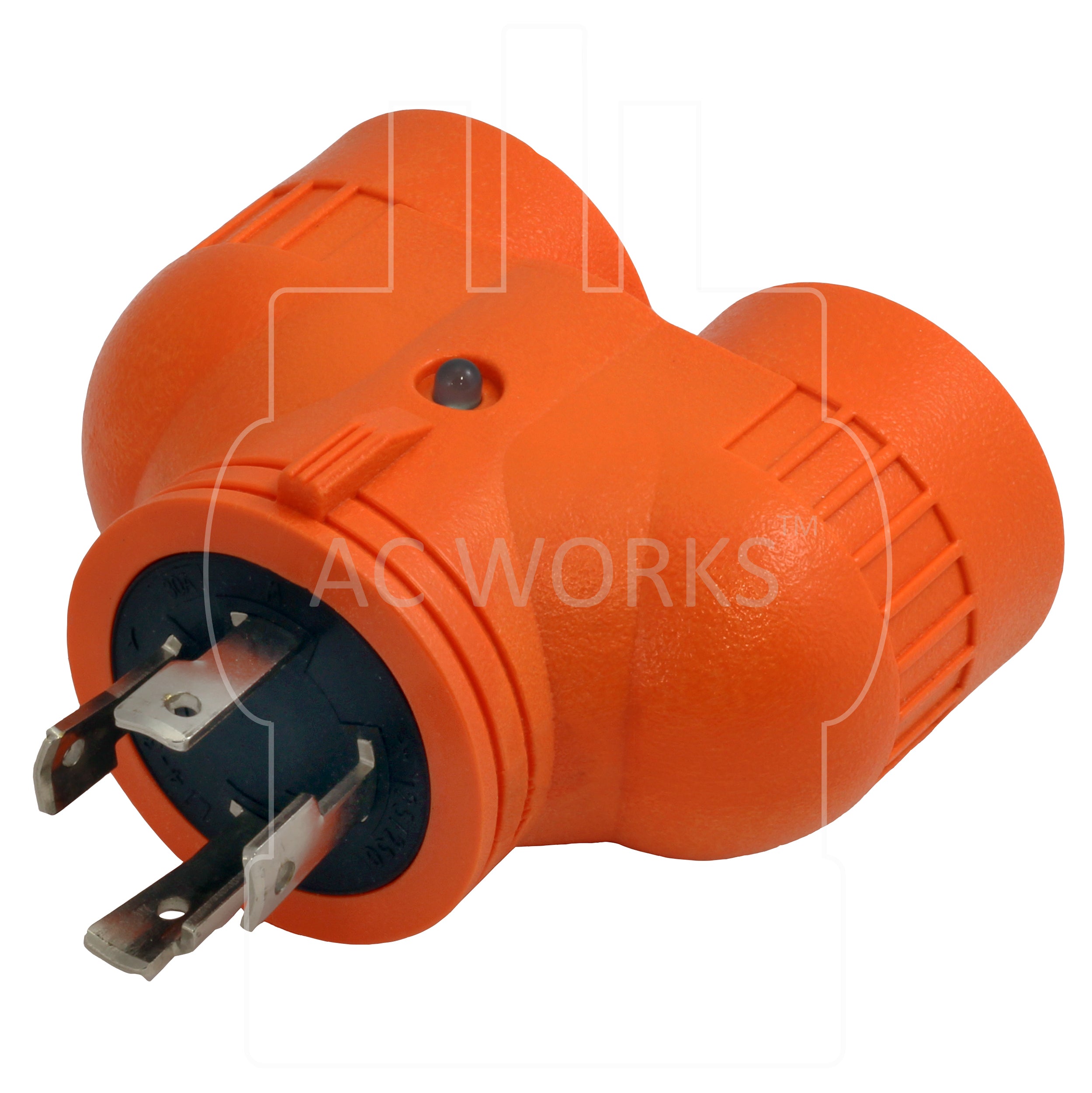 AC WORKS® V-DUO [ADVL1430520] Generator Adapter NEMA L14-30P 30A Plug to (2) 15/20A Connectors