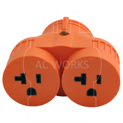 AC WORKS® V-DUO [ADVL1430520] Generator Adapter NEMA L14-30P 30A Plug to (2) 15/20A Connectors