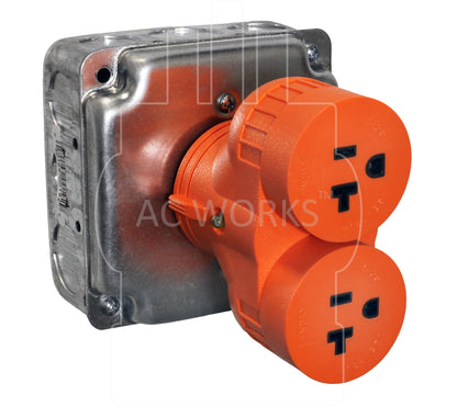 AC WORKS® V-DUO [ADVTT520] Adapter TT-30P RV 30A Plug to (2) 15/20A Household Connectors