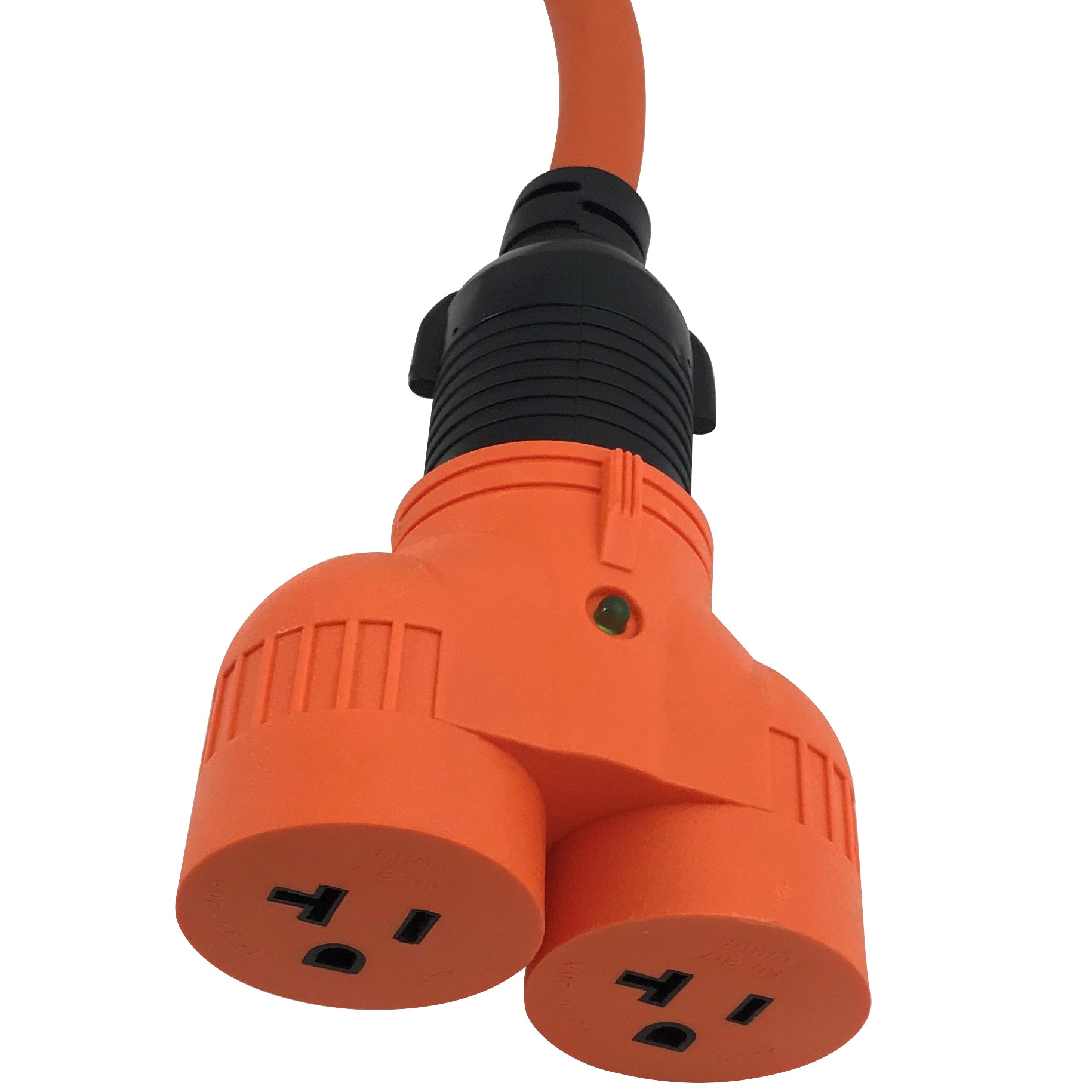 AC WORKS® V-DUO [ADVTT520] Adapter TT-30P RV 30A Plug to (2) 15/20A Household Connectors