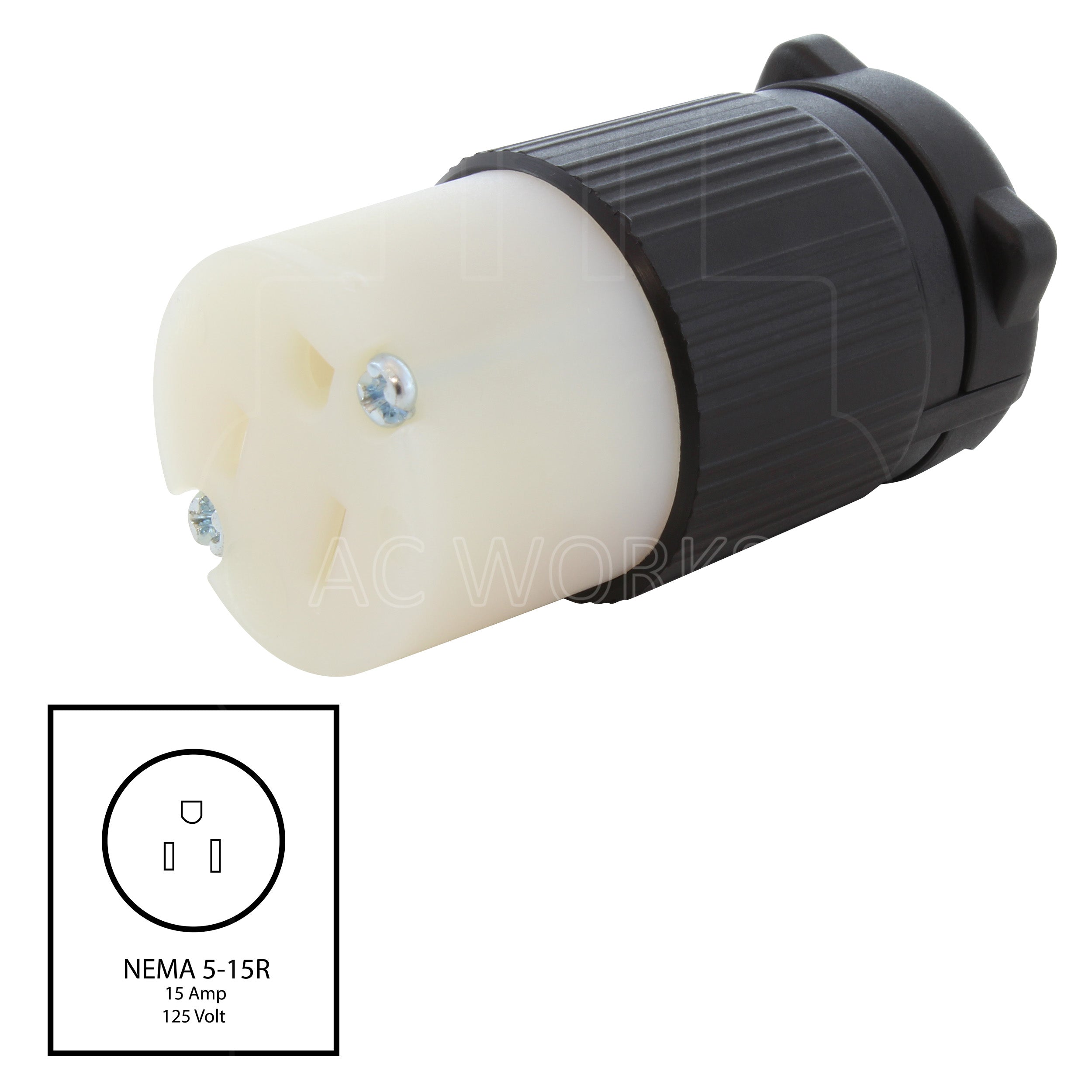 NEMA 5-15R, 515 female connector, household female connector assembly, 15 amp connector