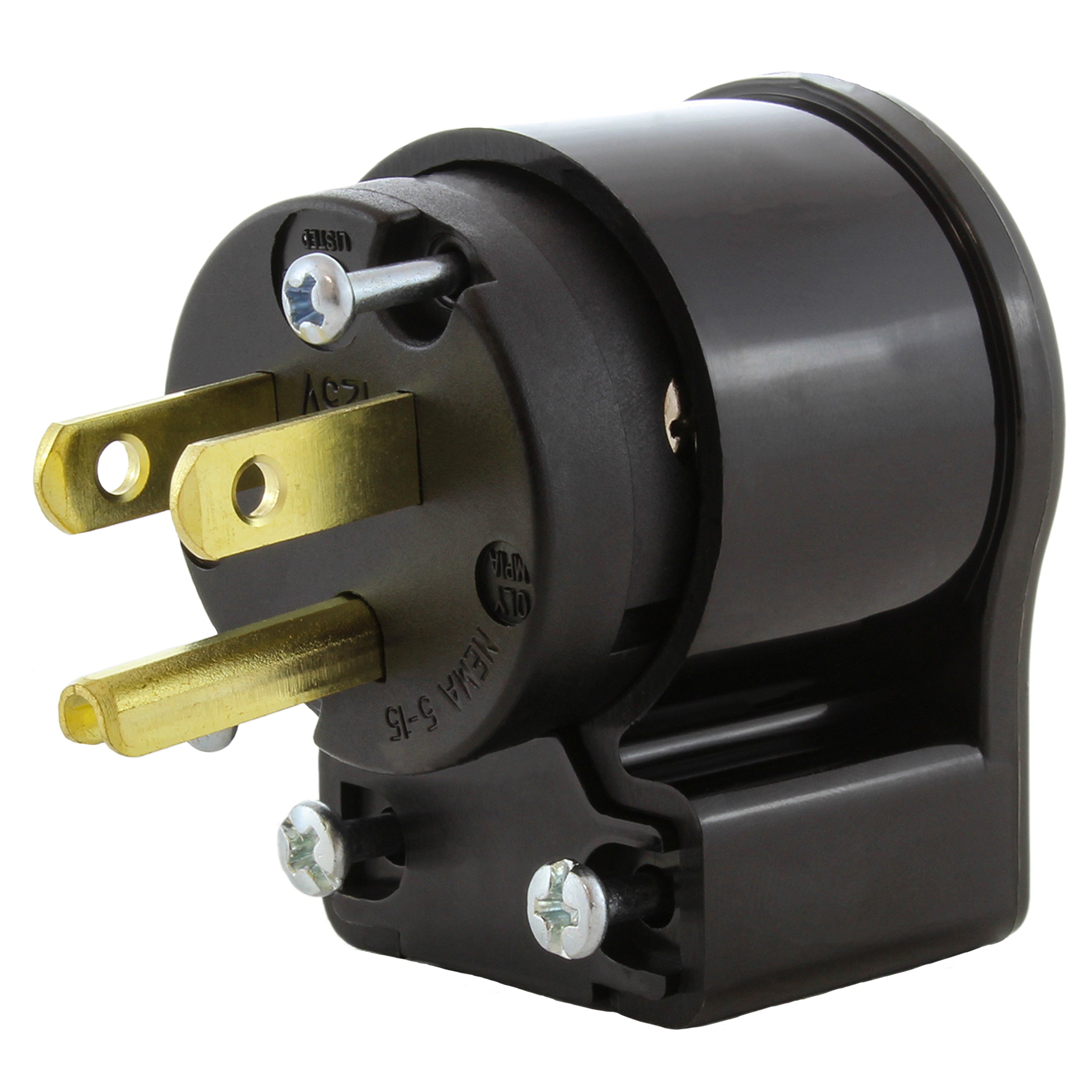 AC WORKS® [ASE515P] Household 15A 125V All Angles Plug with UL, C-UL Approval