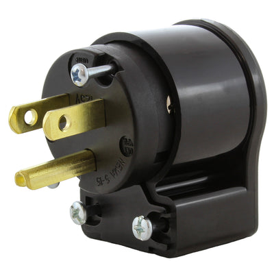 AC WORKS® [ASE515P] Household 15A 125V All Angles Plug with UL, C-UL Approval