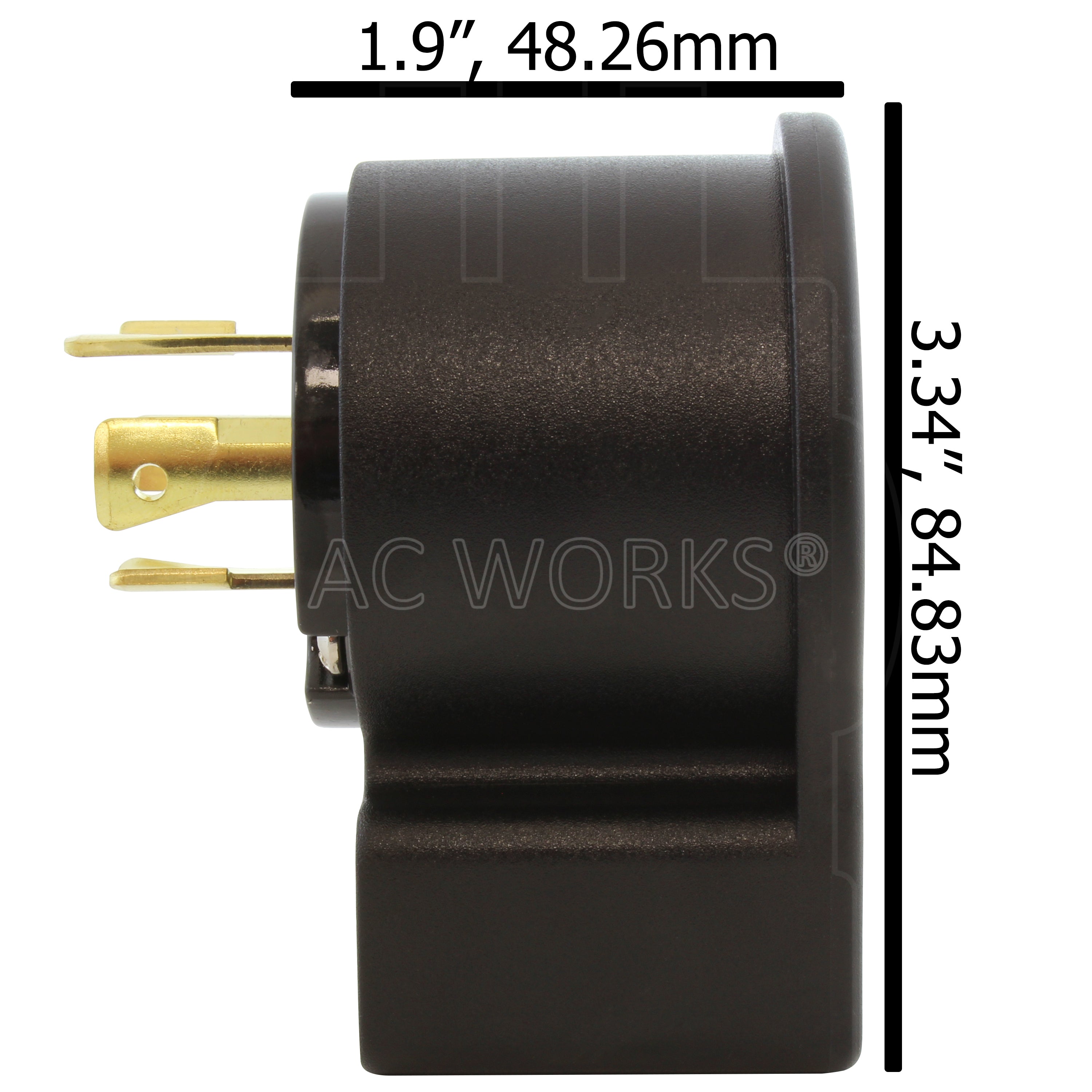 AC WORKS® [ASEL1420P] NEMA L14-20P 20A 125/250V 4-Prong 4-Angles Locking Male Plug With UL, C-UL Approval