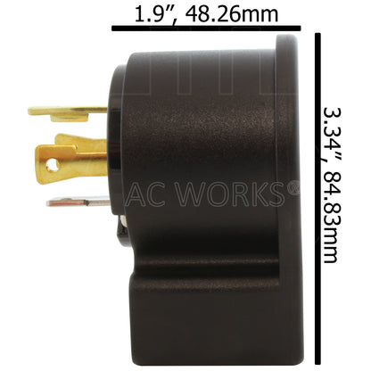 AC WORKS® [ASEL1430P] NEMA L14-30P 30A 125/250V 4-Prong Elbow Locking Male Plug With UL, C-UL Approval