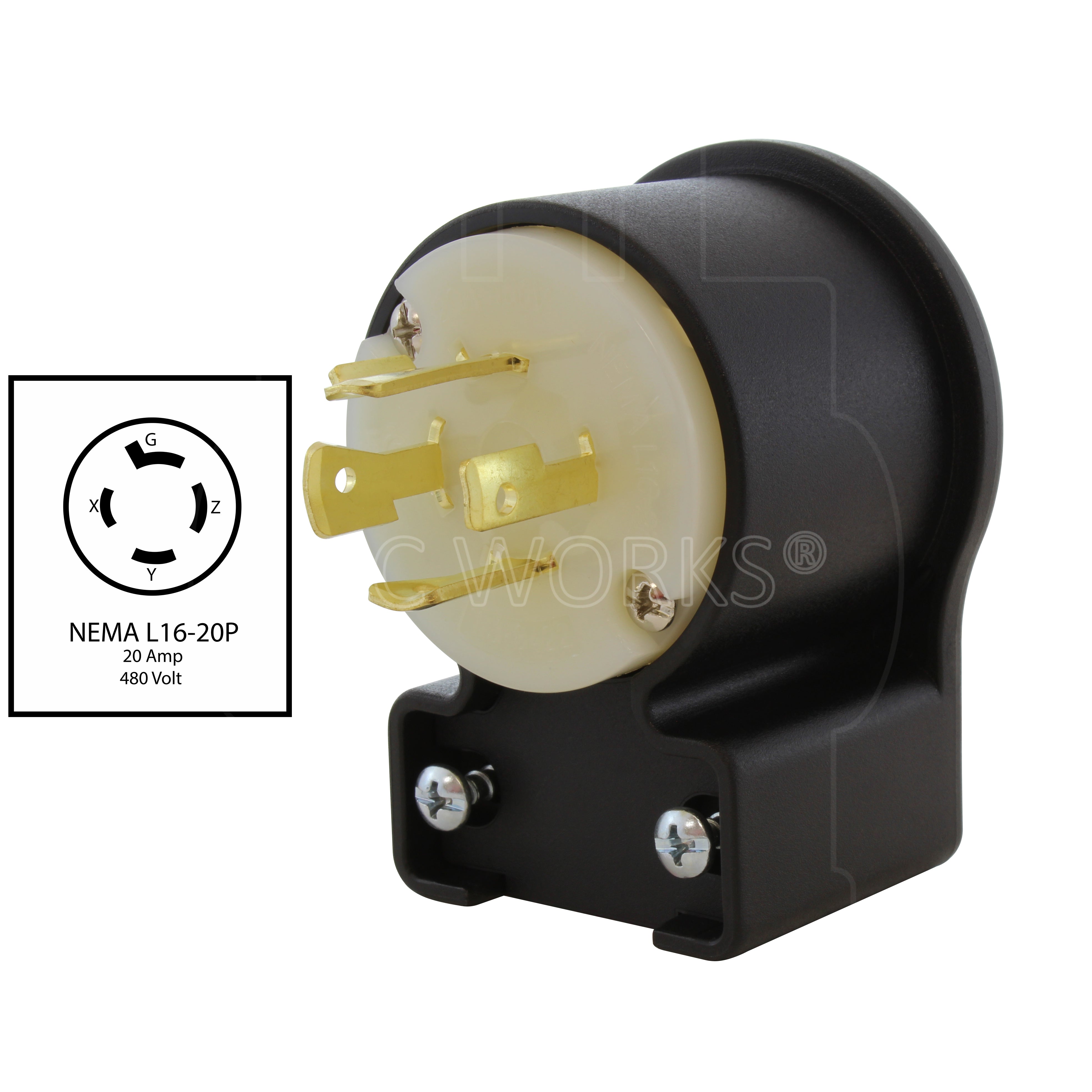 NEMA L16-20P 20A 3-phase 480V male plug