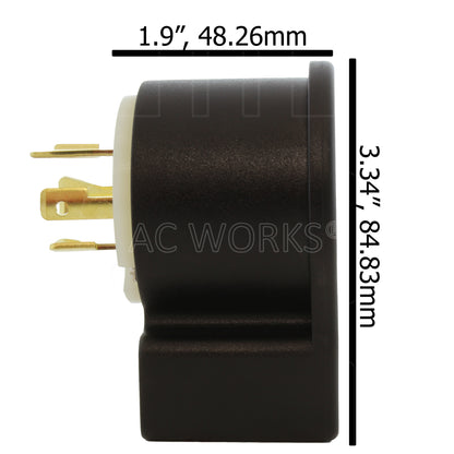 AC WORKS® [ASEL1620P] NEMA L16-20P 3-Phase 20A 480V 4-Prong Elbow Locking Male Plug with UL, C-UL Approval