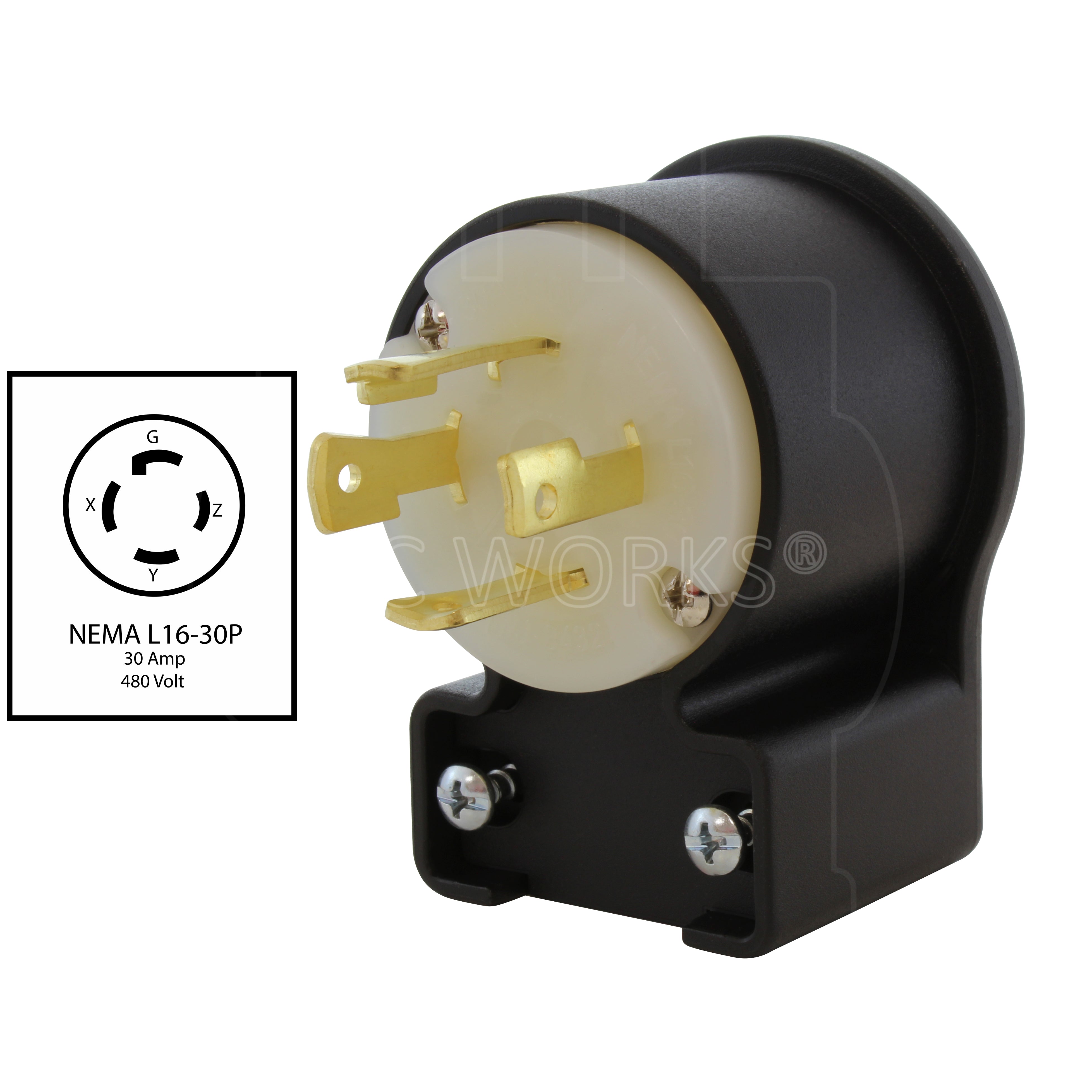 NEMA L16-30P 30A 3-phase 480V male plug