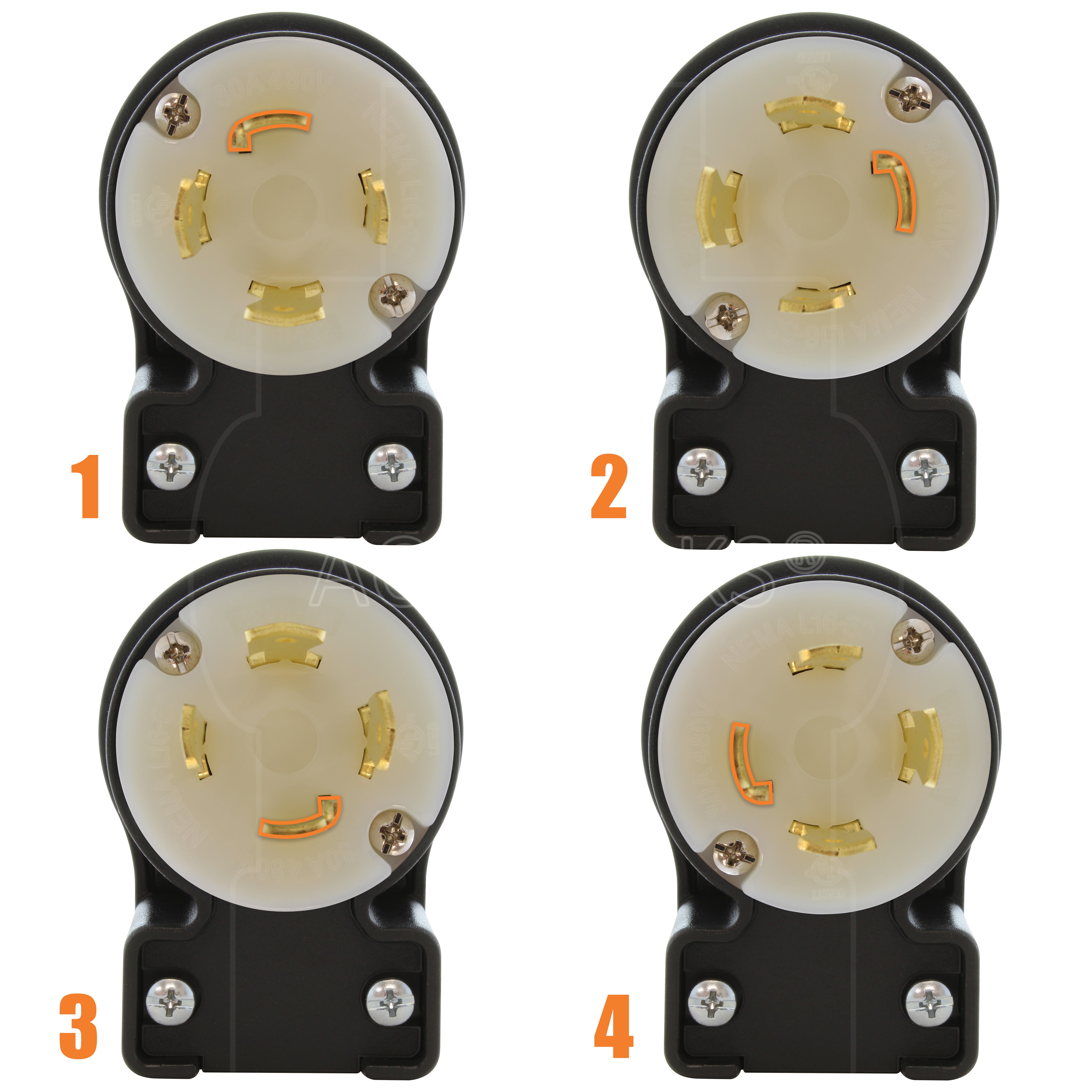 4 different angle positions for plug
