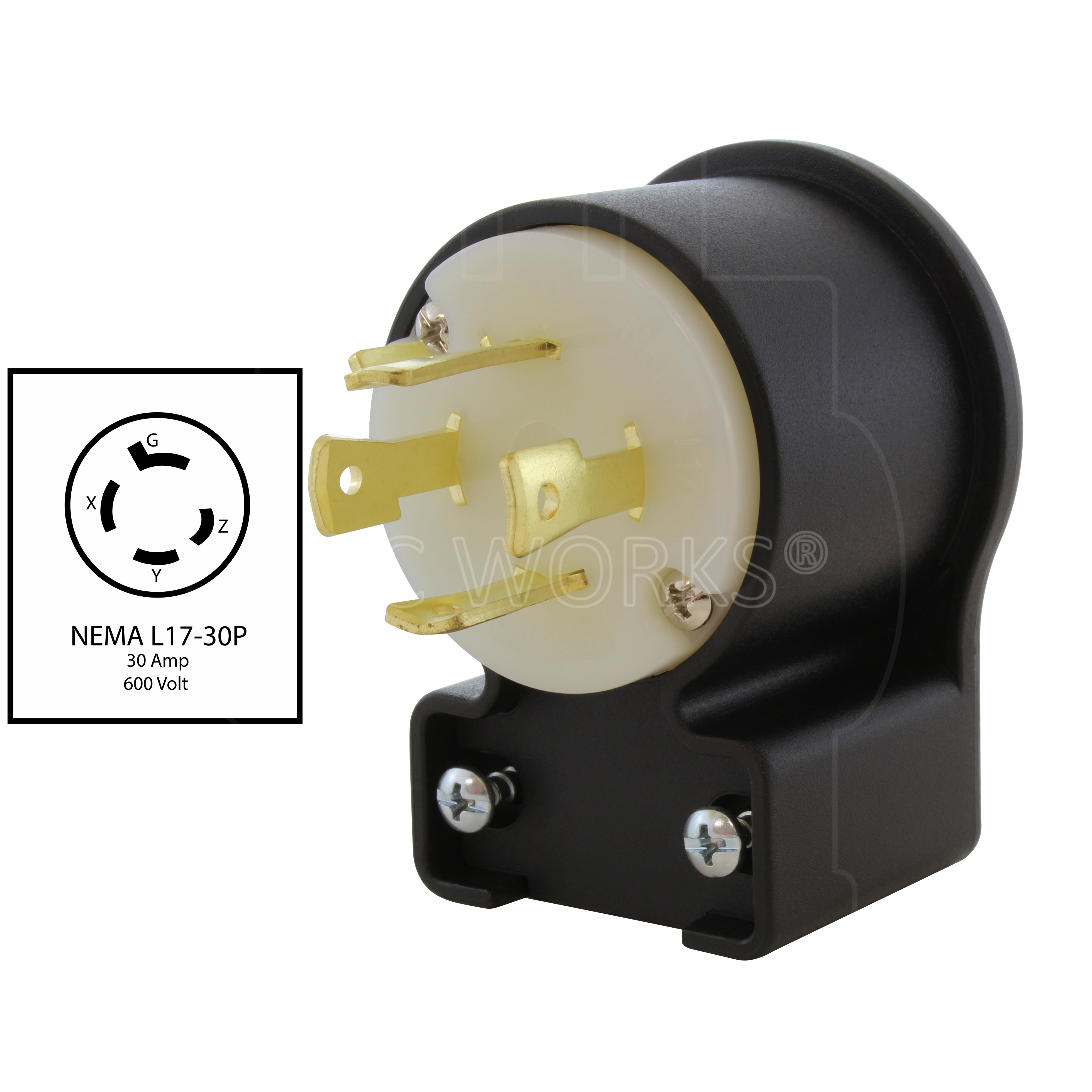 NEMA L17-30P 30A 600V male plug