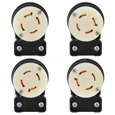 AC WORKS® [ASEL1730R] NEMA L17-30R 30A 3-Phase 600V Elbow 4-Prong Locking Female Connector with cULus Approval