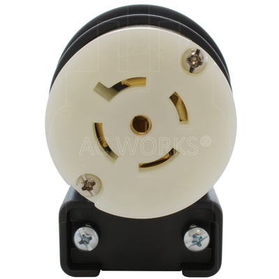 AC WORKS® [ASEL2220R] NEMA L22-20R 20A 3-Phase Y 277/480V Elbow 5-Prong Locking Female Connector with UL, C-UL Approval