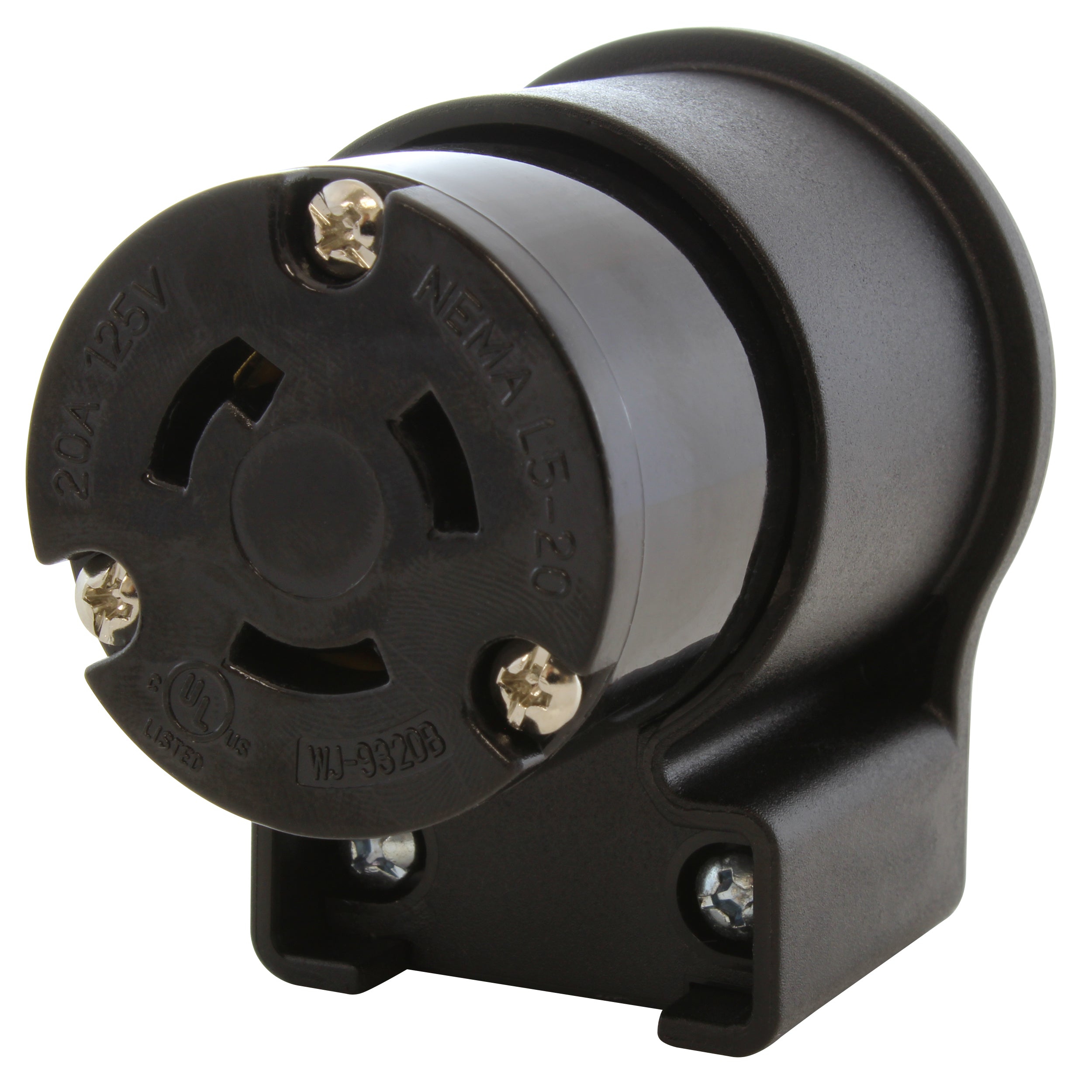 NEMA L5-20R female locking elbow wiring connector