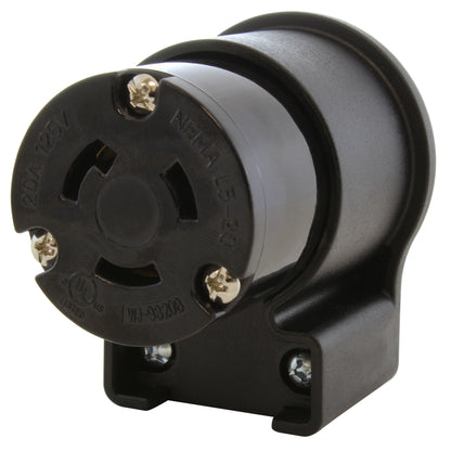 NEMA L5-20R female locking elbow wiring connector