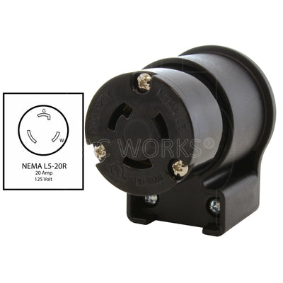 NEMA L5-20R, 20 Amp, 125 Volt, Locking Female Connector