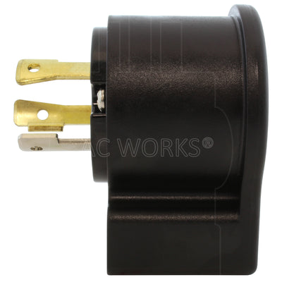 NEMA L5-30P male locking elbow wiring plug side view