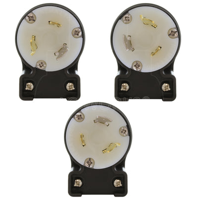 NEMA L7-20P male locking elbow wiring plug in 3 different angles