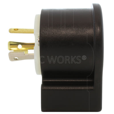 NEMA L7-30P male locking elbow wiring plug side view