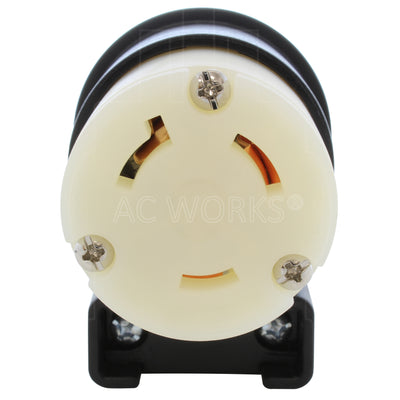 NEMA L7-30R female locking elbow wiring connector front view
