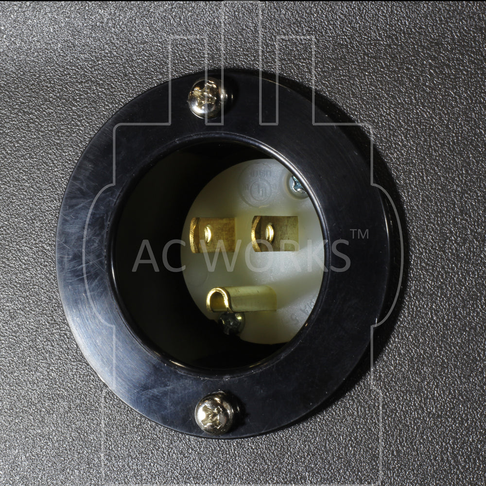 AC WORKS 1.5ft Flanged Power Input Inlet – NEMA 5-15P, 15A 125V, With Weatherproof Cover