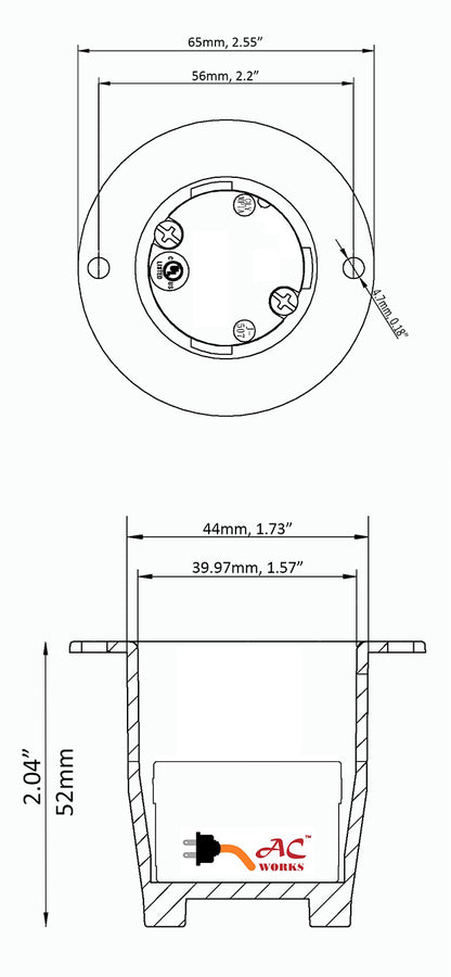 AC WORKS® [ASINL615P-WC] 15A 250V L6-15P Power Input Inlet UL and C-UL Listed with Weather Cover