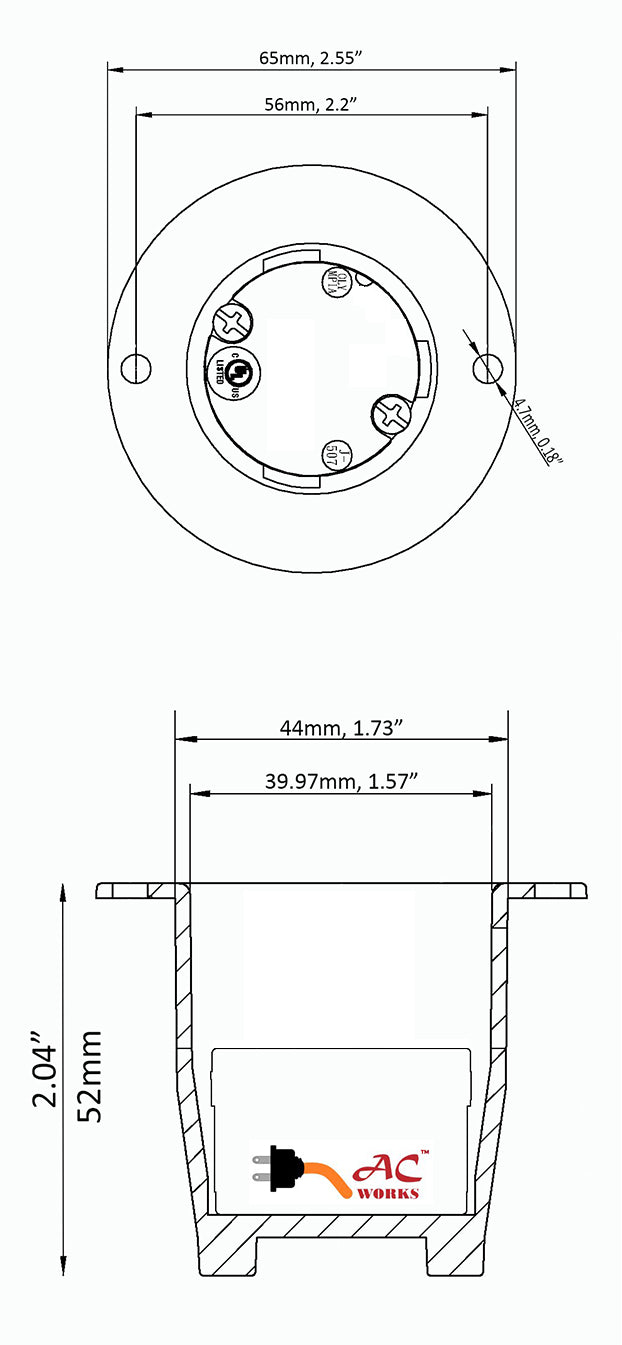 AC WORKS® [ASINL615P-WC] 15A 250V L6-15P Power Input Inlet UL and C-UL Listed with Weather Cover