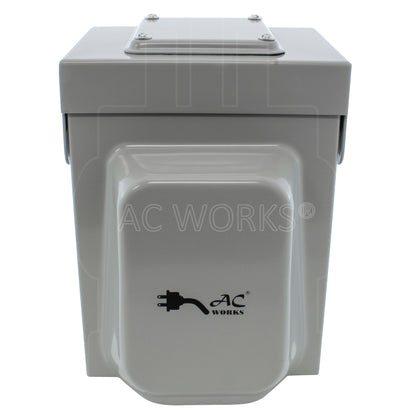 AC WORKS® [ASINSS2PBX] 50A Locking 4-Wire CS6375/ SS2-50 Heavy-Duty Transfer Switch Inlet Box