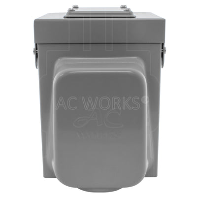 AC WORKS® [ASL1430PBX-G] 30A Locking 4-Prong L14-30 Heavy-Duty Generator Transfer Switch Inlet Box