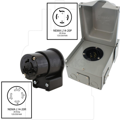 male inlet box with matching elbow female connector with nema