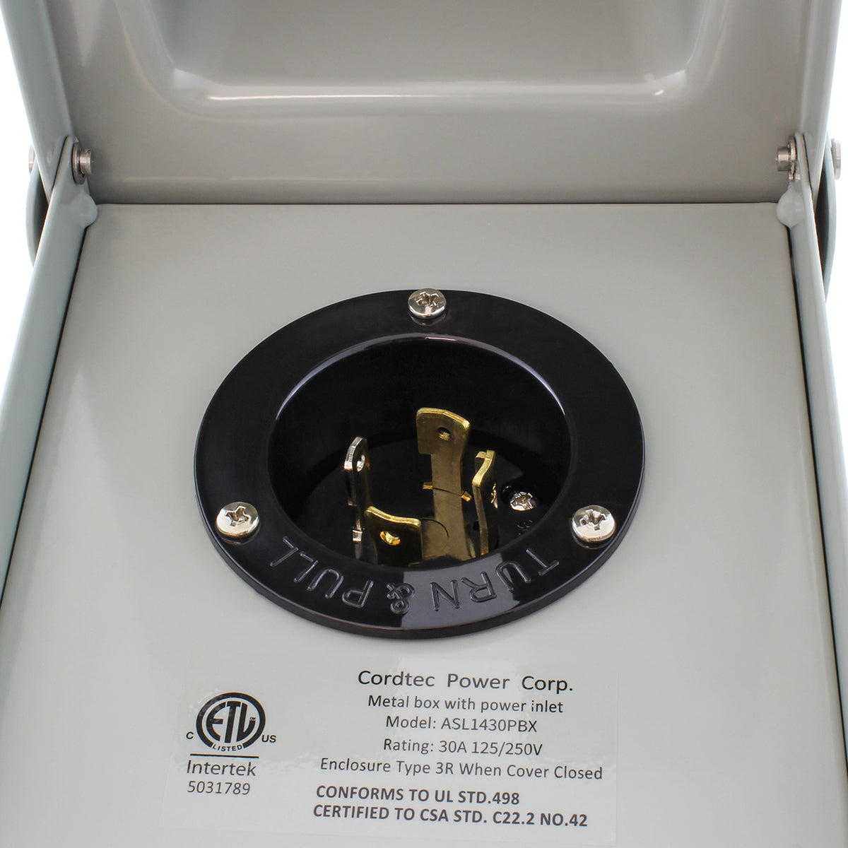 AC WORKS® [ASL1430PBX-G] 30A Locking 4-Prong L14-30 Heavy-Duty Generator Transfer Switch Inlet Box