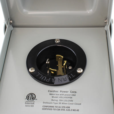 AC WORKS® [ASL1430PBX-G] 30A Locking 4-Prong L14-30 Heavy-Duty Generator Transfer Switch Inlet Box