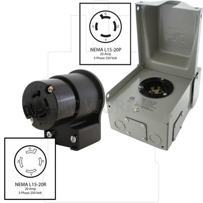 male inlet box with matching elbow female connector with nema