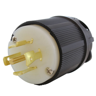 Black NEMA L22-20P 20 Amp 3-Phase Y 277/480 Volt Locking Male Plug