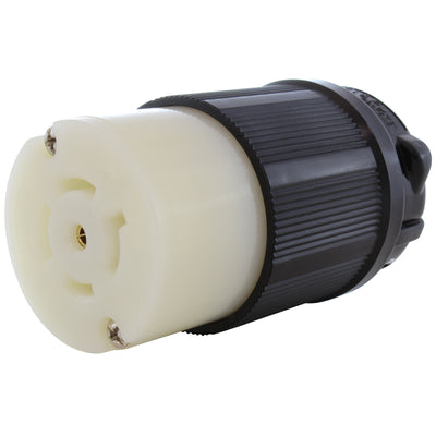 Black cased NEMA L22-20R 20 Amp 3-Phase Y 277/480 Volt Locking Female Connector