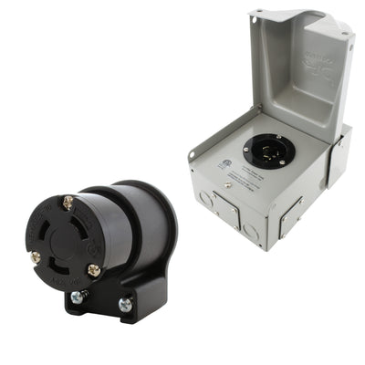 outlet box with its matching locking elbow connector