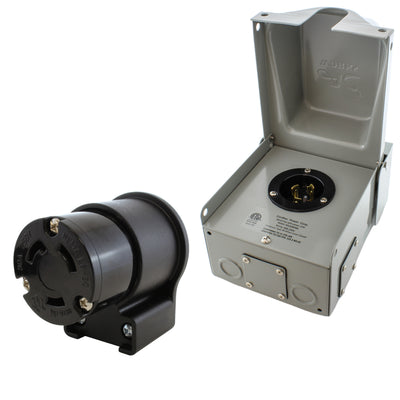 inlet box with matching right angle connector