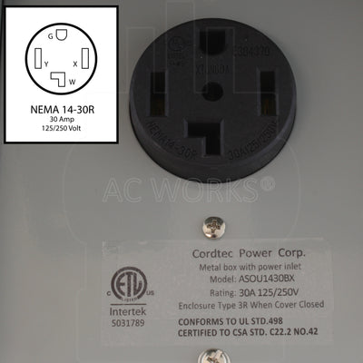 NEMA 14-30, 30 Amp, 125/250 Volt straight blade Outlet