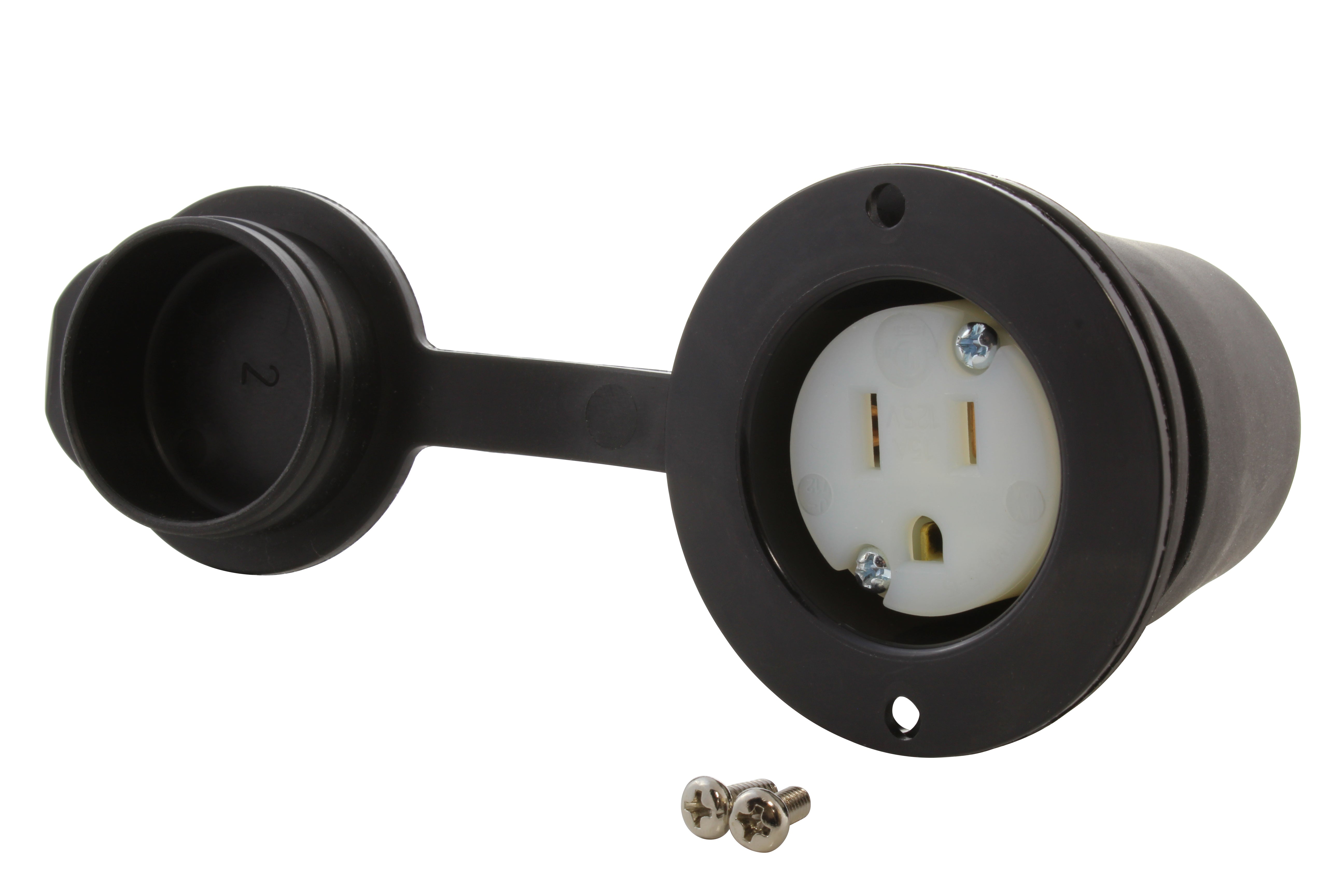 AC WORKS® [ASOU515R-WC-NO LOGO] 15A 125V Household Flanged Outlet with Covers cULus Certified