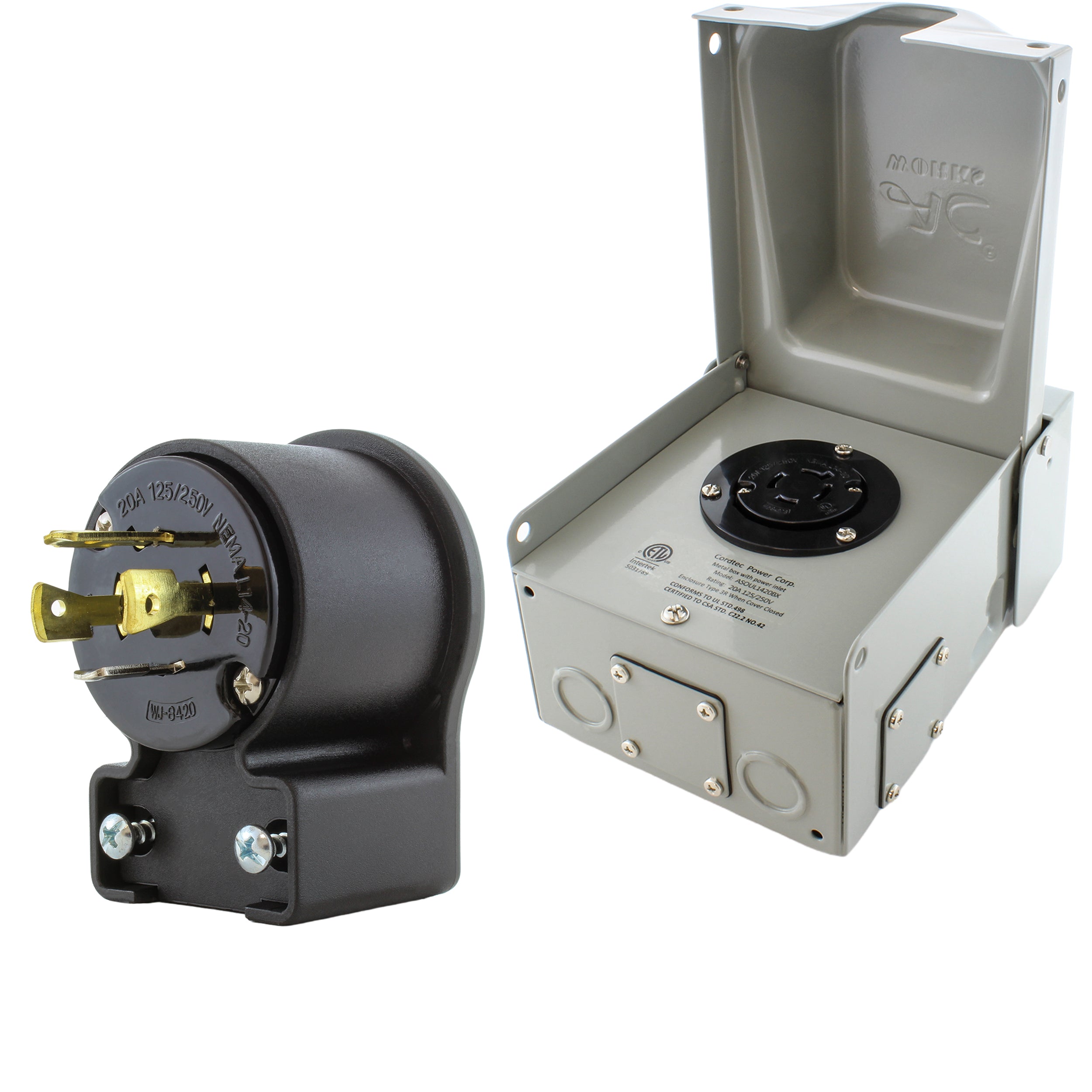 outlet box with matching elbow plug