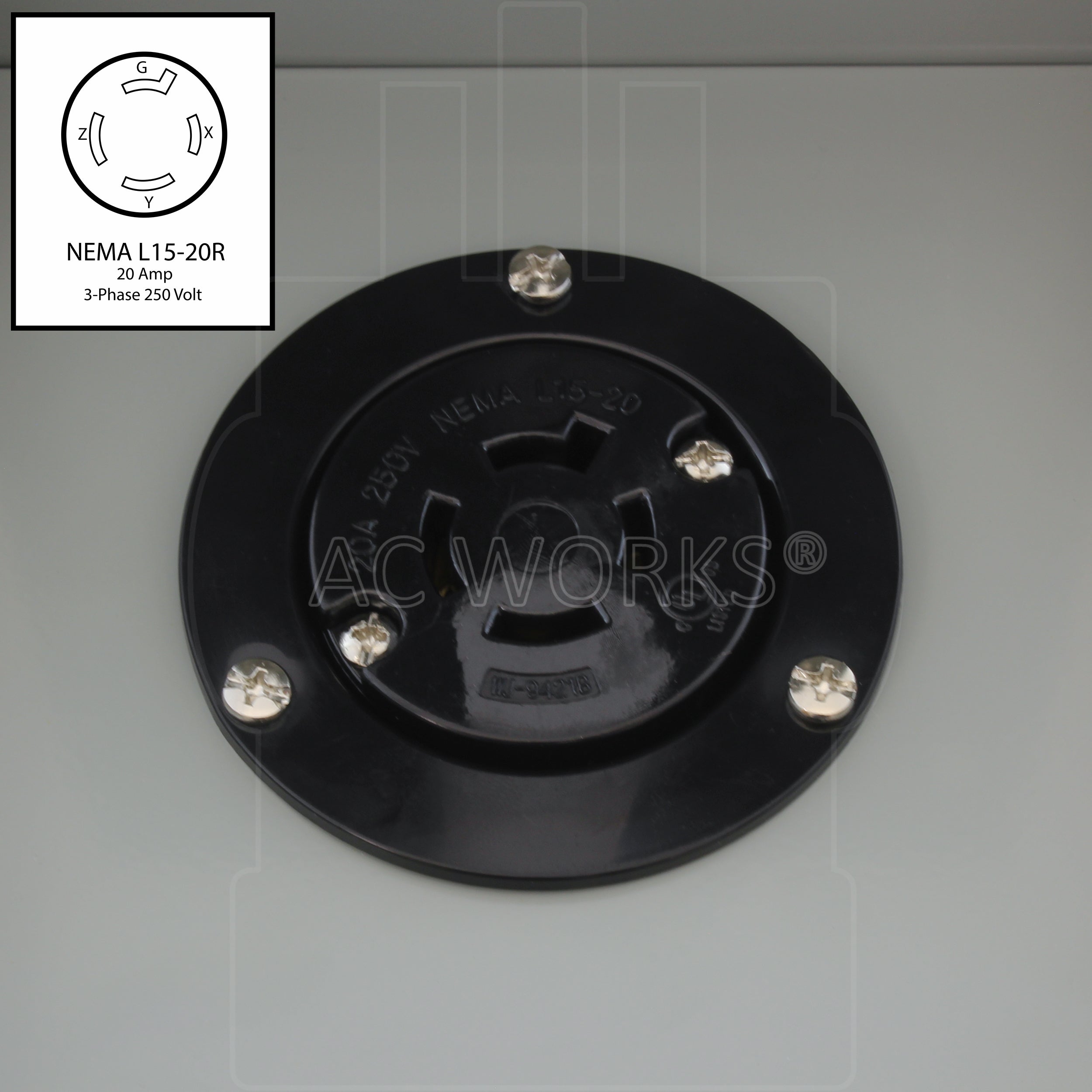 NEMA L15-20 20A 3-phase 250V 4-prong locking outlet