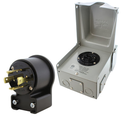 outlet box with matching elbow locking plug