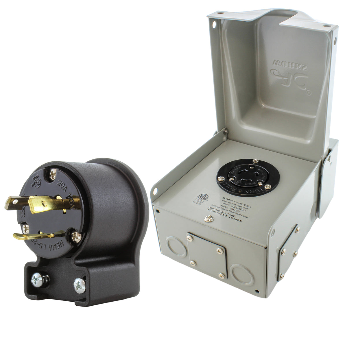 outlet box with matching elbow locking plug