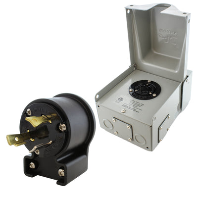 outlet box with matching elbow locking plug