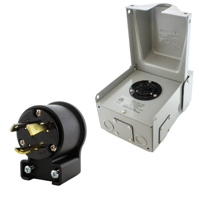 outlet box with matching elbow locking plug