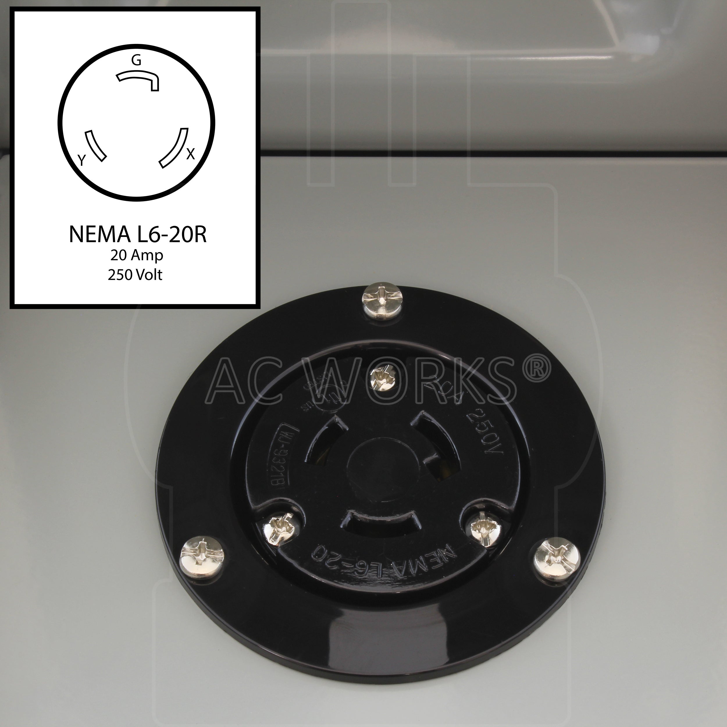 NEMA L6-20 20A 250V locking outlet