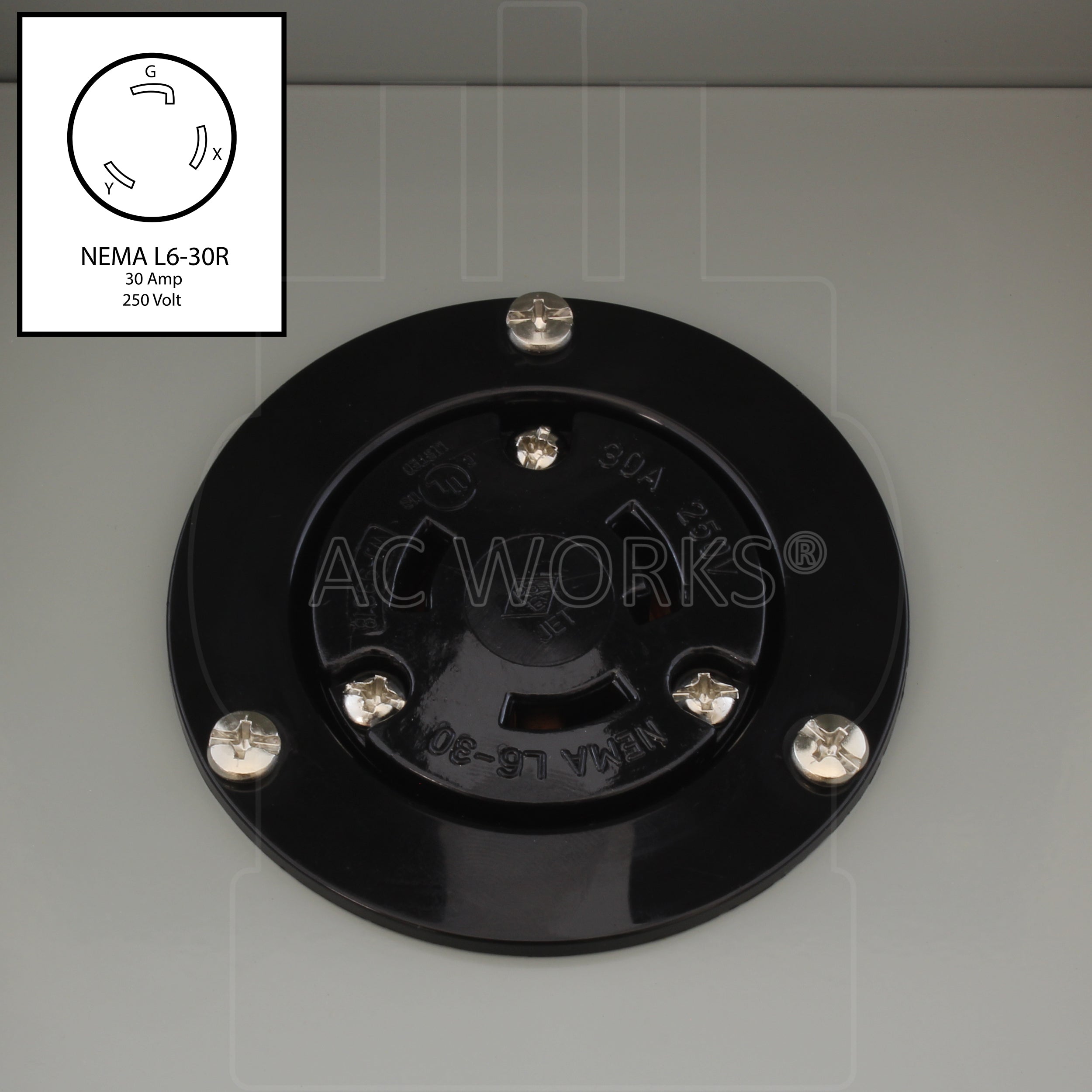 NEMA L6-30 30A 250V 3-prong locking outlet