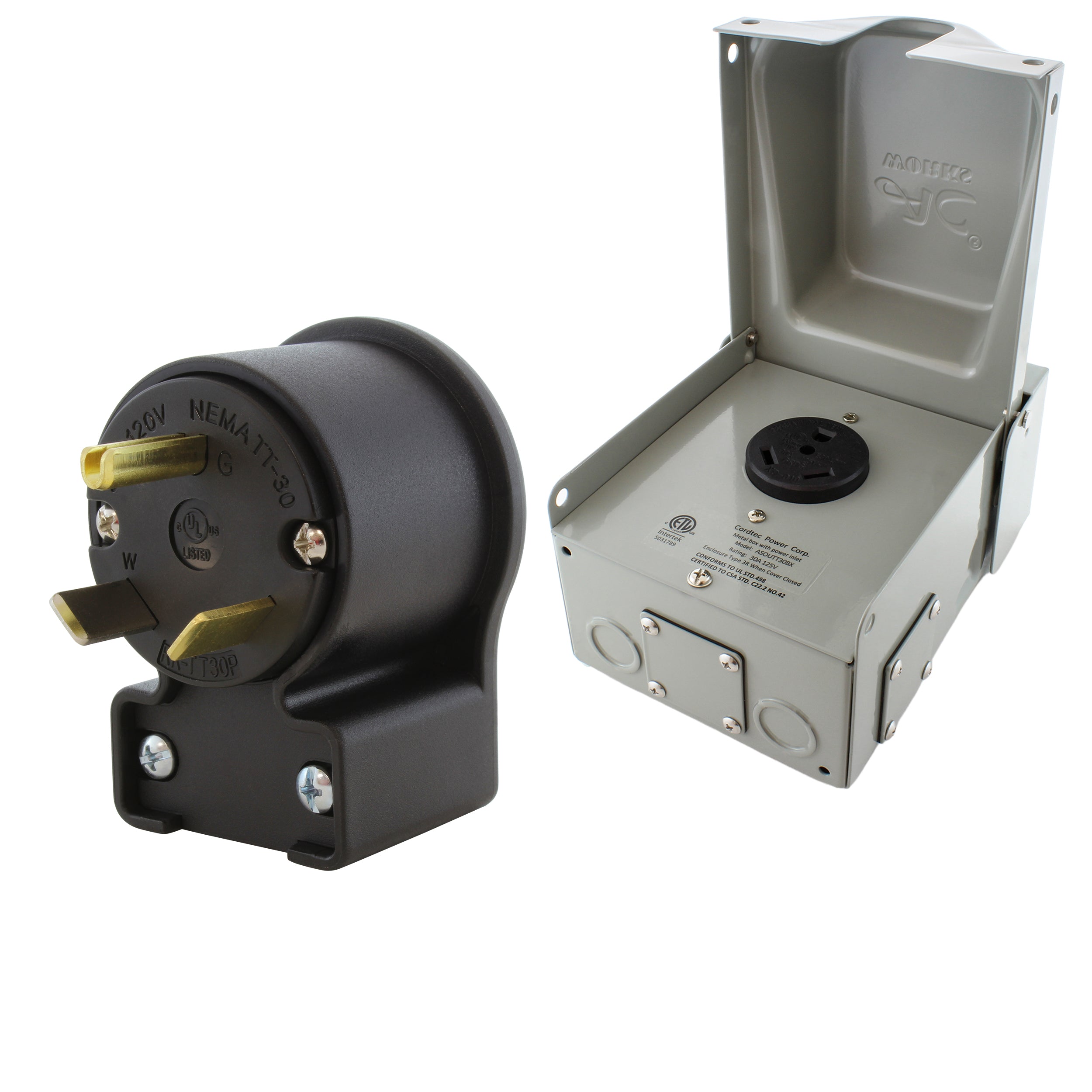 Outlet box with matching Elbow Plug