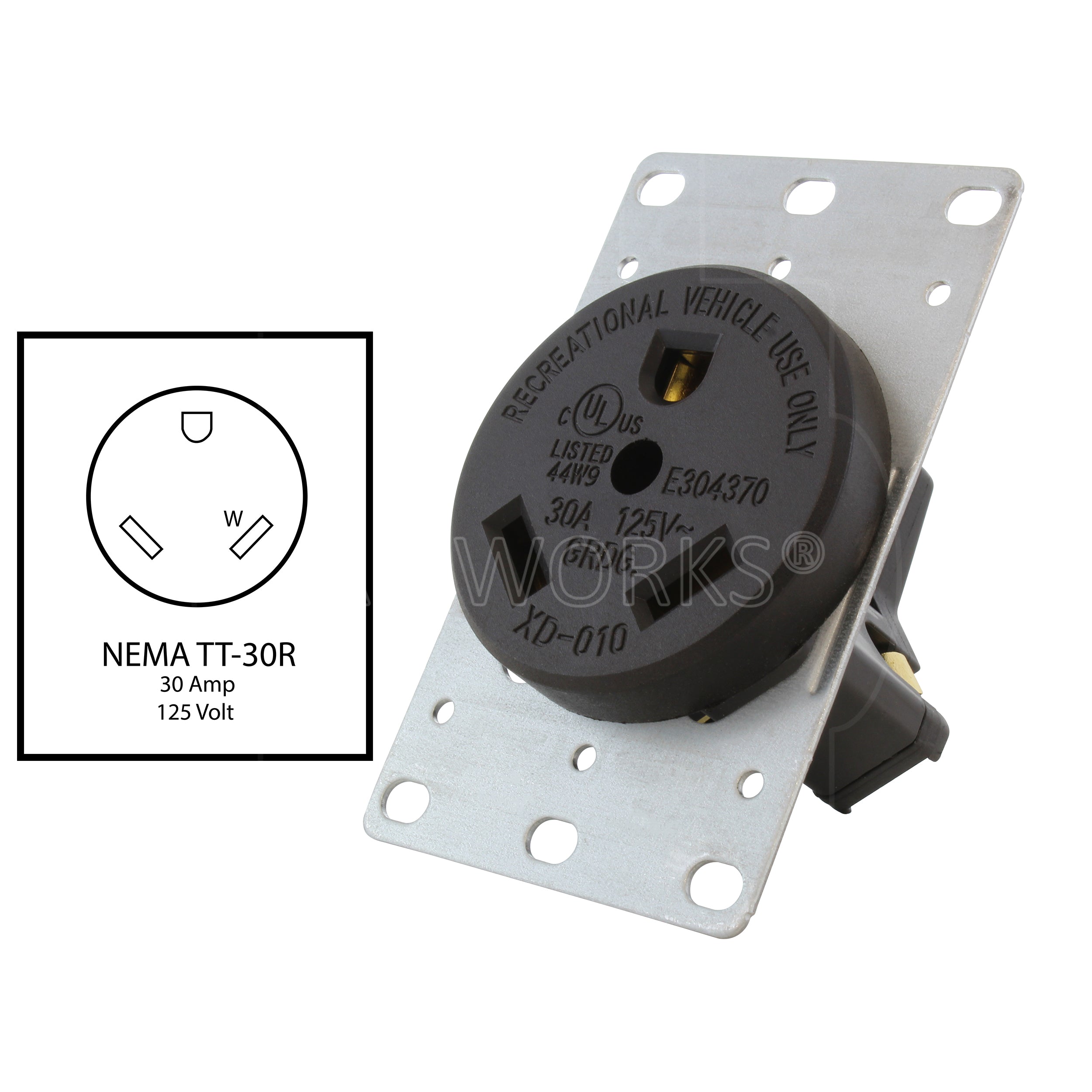 AC WORKS® [ASOUTT30R] 30A 125V TT-30R Outlet ETL Listed
