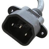 AC WORKS® [FC14C13-012] 1FT IEC C14/ Sheet E IT Plug to IEC C13 Female Connector